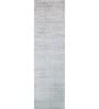 Blue Solid Wool and Viscose 5'6 ft X 23 ft Hand Woven Runner