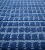 Blue Solid Wool and Viscose 5 ft X 8 ft Hand Woven Rectangle Carpet