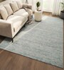 Blue Solid Wool and Viscose 5 ft X 8 ft Hand Woven Carpet