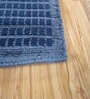 Blue Solid Wool and Viscose 5 ft X 8 ft Hand Woven Rectangle Carpet