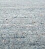 Blue Solid Wool and Viscose 5 ft X 8 ft Hand Woven Carpet
