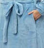 Blue Solid Woolen Women Bath Robe With Belt (3XL)