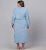 Blue Solid Woolen Women Bath Robe With Belt (XL)