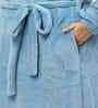Blue Solid Woolen Women Bath Robe With Belt (XXL)