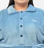 Blue Solid Woolen Women Bath Robe With Belt (XXL)