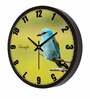 Blue Sparrow Big  Plastic Wall Clock In Green