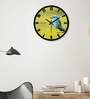 Blue Sparrow Big  Plastic Wall Clock In Green