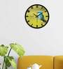 Blue Sparrow Big  Plastic Wall Clock In Green