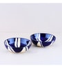 (Set Of 2) Blue Splash Snack Bowl (Black & White)