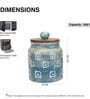 Blue Square Embossed Ceramic Air Tight Jars/ Barnis with Wooden Lids