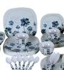 Square 40 Pcs Whie & Blue Melamine Dinnerware Set