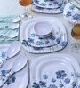 Square 40 Pcs Whie & Blue Melamine Dinnerware Set