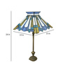 Blue Stained Glass Shade Tiffany Table Lamp with Antique Gold Base