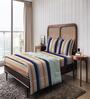 Blue Stripe 144 TC Cotton King Sized Double Bedsheet with 2 Pillow Covers Nautical Stripes Collection