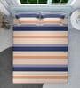 Blue Stripe 144 TC Cotton Queen Sized Double Bedsheet with 2 Pillow Covers Nautical Stripes Collection