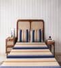 Blue Stripe 144 TC Cotton Queen Sized Double Bedsheet with 2 Pillow Covers Nautical Stripes Collection