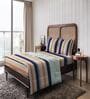Blue Stripe 144 TC Cotton Queen Sized Double Bedsheet with 2 Pillow Covers Nautical Stripes Collection