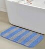 Blue Geometric Polyester 24x16 Inches AntiSkid Bath Mat