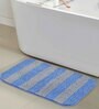 Blue Striped Polyester 28x20 Inches AntiSkid Bath Mat