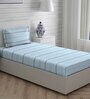 Blue Striped 146 TC Cotton Single Bed Sized Bed Sheets With 1 Pillow Cover