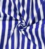Blue Striped 208 TC 100% Cotton Single Bed Sized Bed Sheets With 1 Pillow Cover