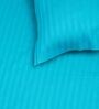 Blue Striped 210 TC Satin Queen Sized Bed Sheets with 2 Pillow Covers