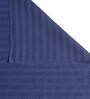 Navy Blue Striped 210 TC Satin Single Bed Sized Bed Sheets With 1 Pillow Cover