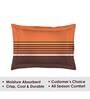 Orange Striped 225 TC Cotton Single Bed Sized Bed Sheets with 2 Pillow Covers