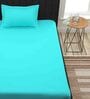 Blue Solid 300 TC 100% Cotton Single Bed Sized Bed Sheets With 1 Pillow Cover