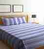 Blue Striped 300 TC Cotton Double Bed Cover with 2 Pillow Covers