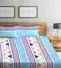 Blue Floral 300 TC Cotton Blend King Sized Bed Sheets with 2 Pillow Covers