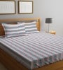 Blue Striped 300 TC Cotton King Sized Bed Sheets with 2 Pillow Covers