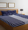 Blue Striped 300 TC Wool Double Queen Woolen Bedsheet with 2 Pillow covers