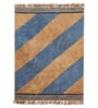 Blue Striped Cotton 6 Ft X 4 Ft Hand Tufted Dhurrie
