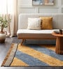 Blue Striped Cotton 6 Ft X 4 Ft Hand Tufted Dhurrie
