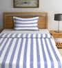 Blue Geometric 300 TC Cotton Single Bed Cover with 1 Pillow Cover
