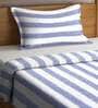 Blue Geometric 300 TC Cotton Single Bed Cover with 1 Pillow Cover