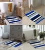 Blue Geometric Microfibre 24x16 Inches Super Soft Bath Mat