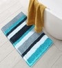 Blue Geometric Microfibre 32x20 Inches Super Soft Bath Mat