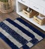 Blue Stripe Microfibre 14x20 Inches AntiSkid Door Mats (Pack of 2)