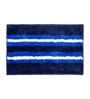 Blue Striped Polyester Blend 21x13 Inches Antiskid Bath Mat (2Pcs)