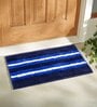 Blue Striped Polyester Blend 21x13 Inches Antiskid Bath Mat (2Pcs)