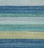Blue Striped Wool 5 ft X 8 ft Hand Woven Carpet