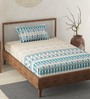 Blue Traditional 144 TC 100% Cotton Single Bed Sized Bed Sheets With 1 Pillow Cover
