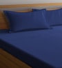 Blue Stripes 300 TC Cotton Blend Double King Sized Bedsheet With 2 Pillow Covers