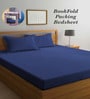 Blue Stripes 300 TC Cotton Blend Double King Sized Bedsheet With 2 Pillow Covers