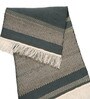 Blue Stripes Wool And Polyester Hand Woven Carpet
