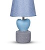 Blue Table Lamp Modern Design With Fabric Lampshade Heart Shaped Ceramic Base