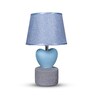 Blue Table Lamp Modern Design With Fabric Lampshade Heart Shaped Ceramic Base