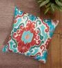 Blue Traditional Poly Canvas 16 x 16 Inches Cushion Cover